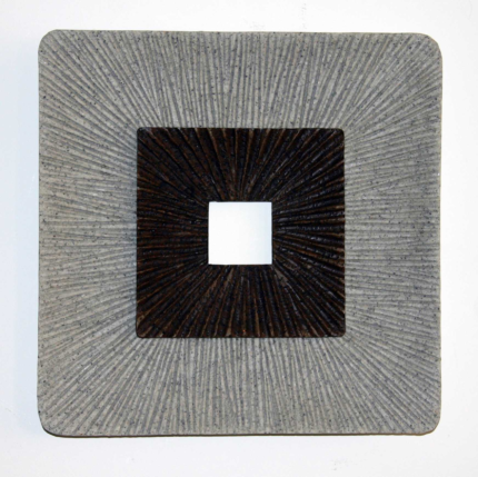 19" X 19" X 2.5" Modern Brown And Gray Ribbed Square Wall Art - Image 1