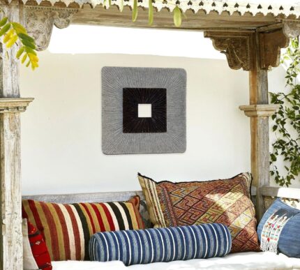 19" X 19" X 2.5" Modern Brown And Gray Ribbed Square Wall Art - Image 6