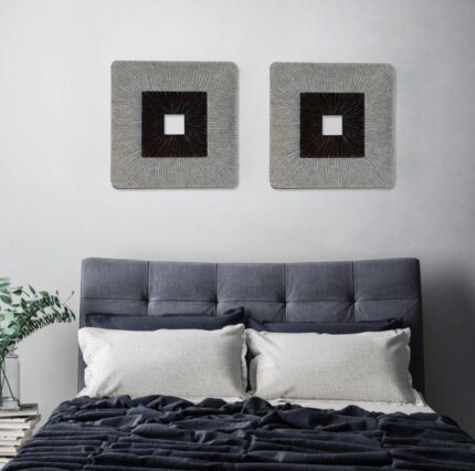19" X 19" X 2.5" Modern Brown And Gray Ribbed Square Wall Art - Image 5