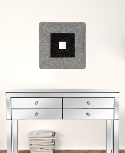 19" X 19" X 2.5" Modern Brown And Gray Ribbed Square Wall Art - Image 2