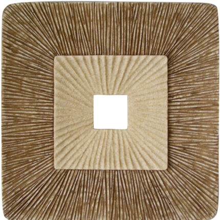 14" X 14" X 2" Brown Concave Square Double Layer Ribbed  Wall Plaque Set Of 2 - Image 3