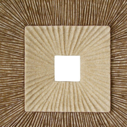 14" X 14" X 2" Brown Concave Square Double Layer Ribbed  Wall Plaque Set Of 2 - Image 5