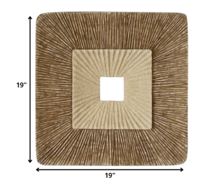 19" X 19" X 2.5" Brown Concave Square Double Layer Ribbed  Wall Plaque - Image 6