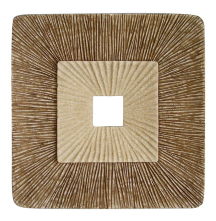 19" X 19" X 2.5" Brown Concave Square Double Layer Ribbed  Wall Plaque - Image 2