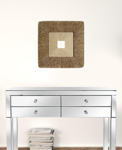 19" X 19" X 2.5" Brown Concave Square Double Layer Ribbed  Wall Plaque - Image 4