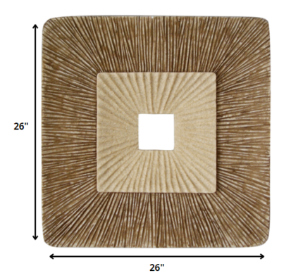 26" X 26" X 2" Brown Concave Square Double Layer Ribbed  Wall Plaque - Image 6