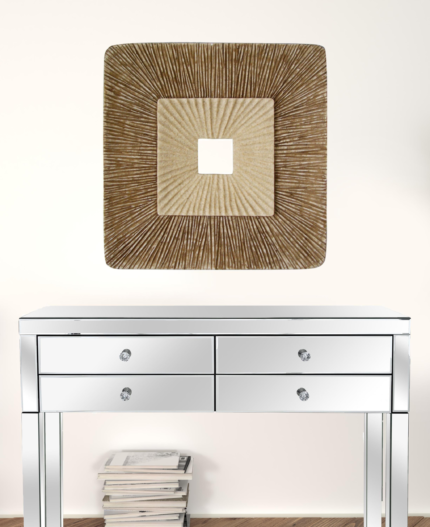 26" X 26" X 2" Brown Concave Square Double Layer Ribbed  Wall Plaque - Image 4