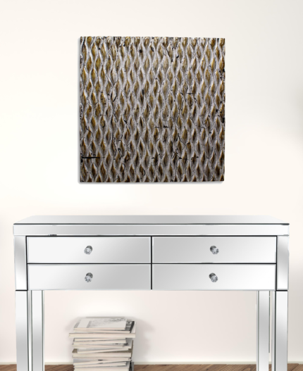 24" X 24" X 1" Raw Wood Look Silver Finish Square Wall Art Medium - Image 2