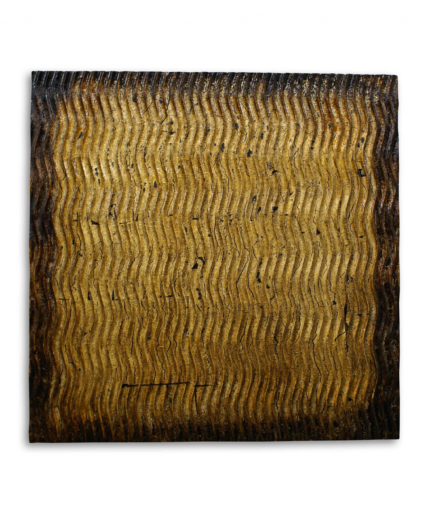 24" X 24" X 1" Raw Wood Look Gold Finish Square Wall Art Medium - Image 3