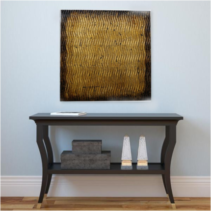 24" X 24" X 1" Raw Wood Look Gold Finish Square Wall Art Medium - Image 6