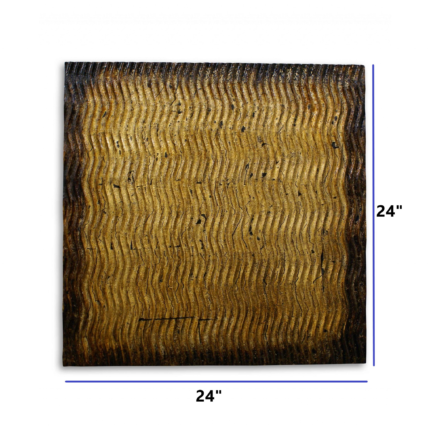 24" X 24" X 1" Raw Wood Look Gold Finish Square Wall Art Medium - Image 7