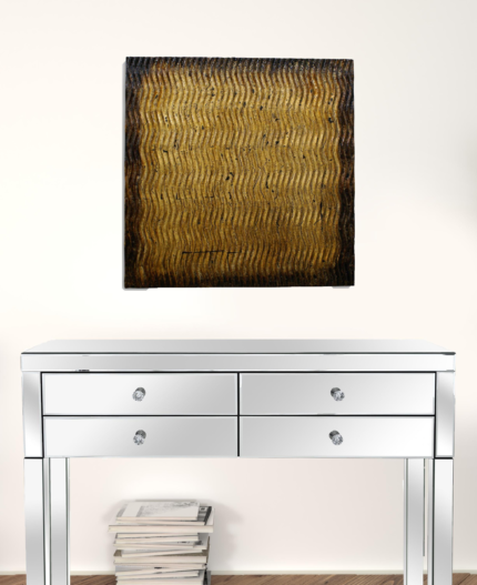 24" X 24" X 1" Raw Wood Look Gold Finish Square Wall Art Medium - Image 2