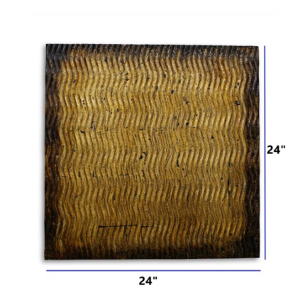24" X 24" X 1" Raw Wood Look Gold Finish Square Wall Art Medium - Image 8