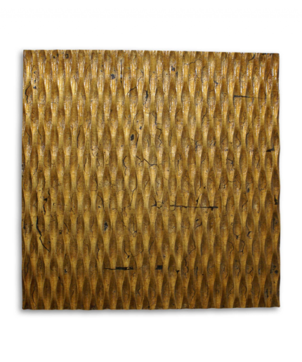 36" X 36" X 1" Raw Wood Look Gold Finish Square Wall Art - Image 3