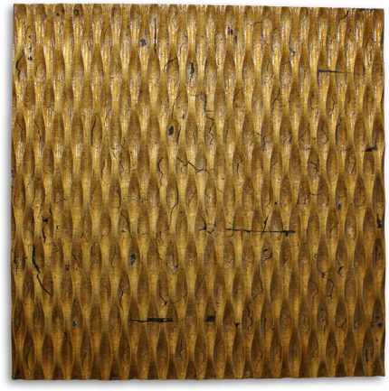 36" X 36" X 1" Raw Wood Look Gold Finish Square Wall Art - Image 1