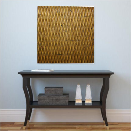 36" X 36" X 1" Raw Wood Look Gold Finish Square Wall Art - Image 6