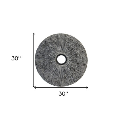 30" X 30" Contemporary Grey Round Rib Wall Art - Image 7
