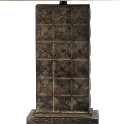 30" Distressed Bronze Metal Bedside Lamp With Khaki Shade - Image 4