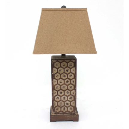 29" Brown Solid Wood Bedside Table Lamp With Brown Shade - Image 1