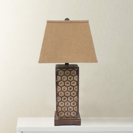 29" Brown Solid Wood Bedside Table Lamp With Brown Shade - Image 5