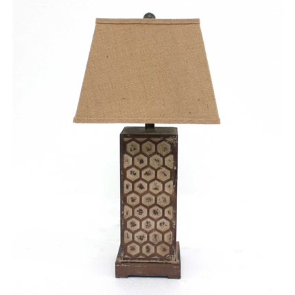 29" Brown Solid Wood Bedside Table Lamp With Brown Shade - Image 2