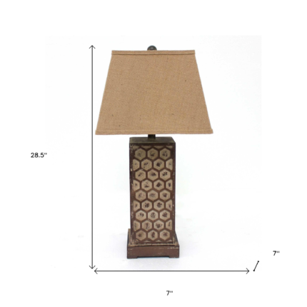 29" Brown Solid Wood Bedside Table Lamp With Brown Shade - Image 6