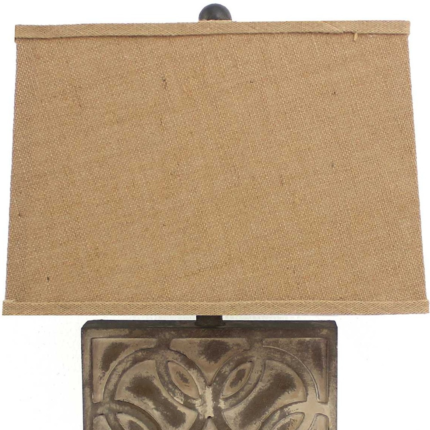 25" Distressed Brown Metal Bedside Lamp With Khaki Shade - Image 4