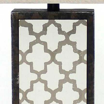 30" Distressed Bronze Metal Bedside Lamp With Beige Shade - Image 4