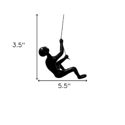 6" X 4" Black Resin Climbing Man Hanging Dimensional Sculpture - Image 8