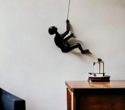 6" X 4" Black Resin Climbing Man Hanging Dimensional Sculpture - Image 1
