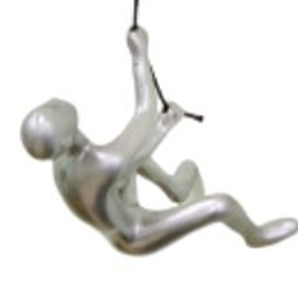 6" X 4" Silver Resin Climbing Man Hanging Dimensional Sculpture - Image 4