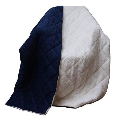 60" X 80" Navy Blue Microfiber Quilted Plush Throw Blanket - Image 5