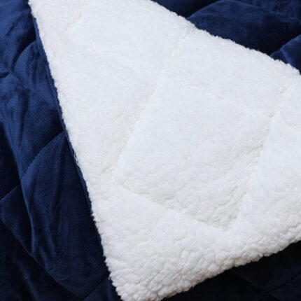 60" X 80" Navy Blue Microfiber Quilted Plush Throw Blanket - Image 6