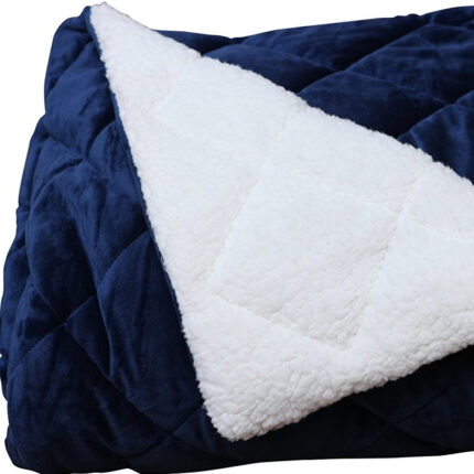60" X 80" Navy Blue Microfiber Quilted Plush Throw Blanket - Image 7