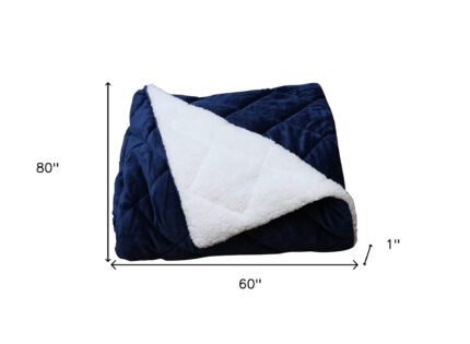 60" X 80" Navy Blue Microfiber Quilted Plush Throw Blanket - Image 8