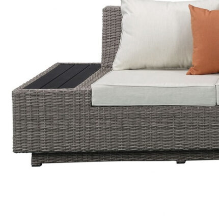 Beige Polyester Modular L Shaped Four Piece Standard With Console And Toss Pillows - Image 5