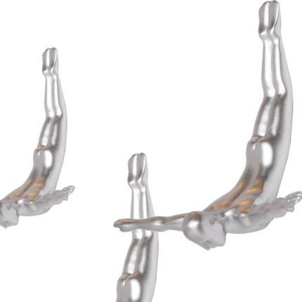Set of Three Silver Resin Diving Man Hanging Dimensional Sculpture - Image 5