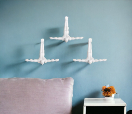 Set of Three White Resin Diving Man Hanging Dimensional Sculpture - Image 1