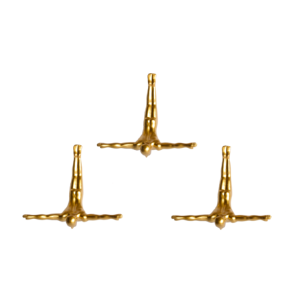 Set of Three Gold Resin Diving Man Hanging Dimensional Sculpture - Image 3