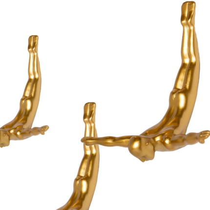 Set of Three Gold Resin Diving Man Hanging Dimensional Sculpture - Image 5