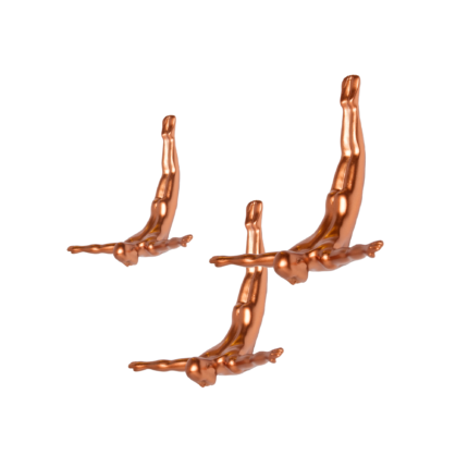 Set of Three Bronze Resin Diving Man Hanging Dimensional Sculpture - Image 2