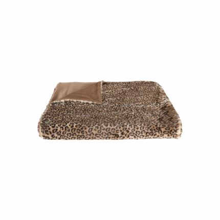 50" X 70" Brown and Black Faux Fur Leopard Plush Throw Blanket - Image 2