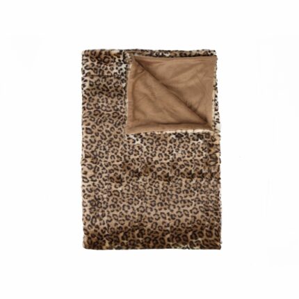 50" X 70" Brown and Black Faux Fur Leopard Plush Throw Blanket - Image 3