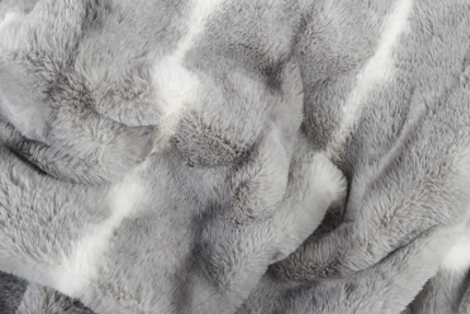 50" X 70" Gray and White Faux Fur Striped Plush Throw Blanket - Image 9