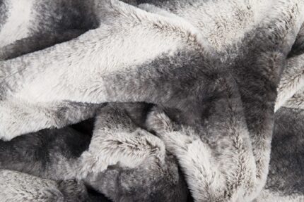 50" X 70" Gray and White Faux Fur Striped Plush Throw Blanket - Image 9