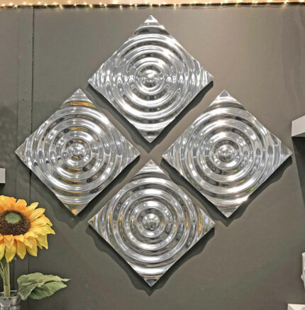 12" X 12" Silver Metallic Buffed Aluminum Abstract Ripple Wall Decor - Image 5
