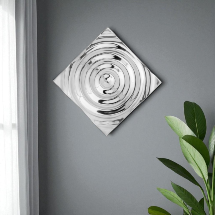 12" X 12" Silver Metallic Buffed Aluminum Abstract Ripple Wall Decor - Image 1