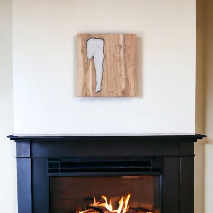 13" X 13" X 1" Silver Natural Wood And Metal Wall Tile - Image 2