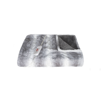 50" X 60" Gray And White Heated Electric Striped Throw Blanket - Image 4