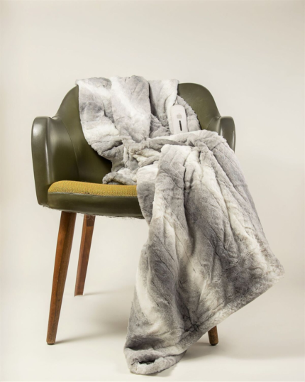 50" X 60" Gray And White Heated Electric Striped Throw Blanket - Image 9